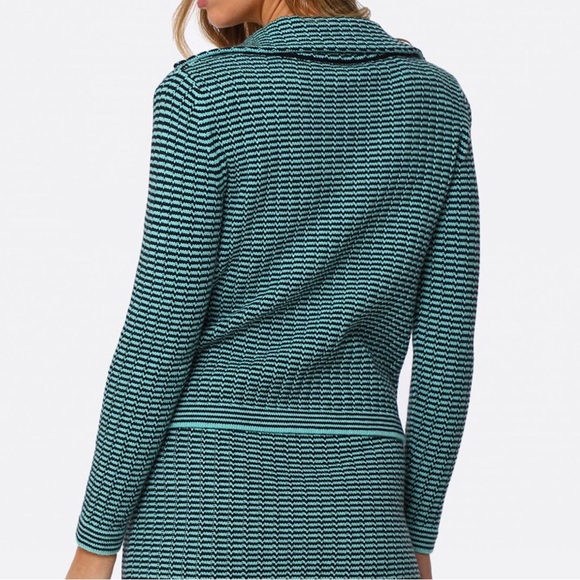 SELF-PORTRAIT Embellished Striped Cotton-Blend green Cardigan - Picture 2 of 6